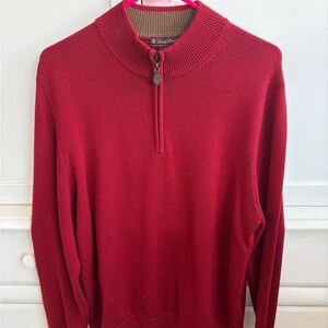 Brooks Brothers Men's Red Zip-Up Sweater